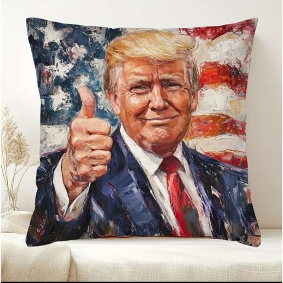 Trump Pillow with Removeable Zippered Digital Printed Pillow Case 18" x 18" - Picture 1 of 4